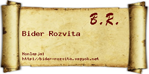 Bider Rozvita névjegykártya